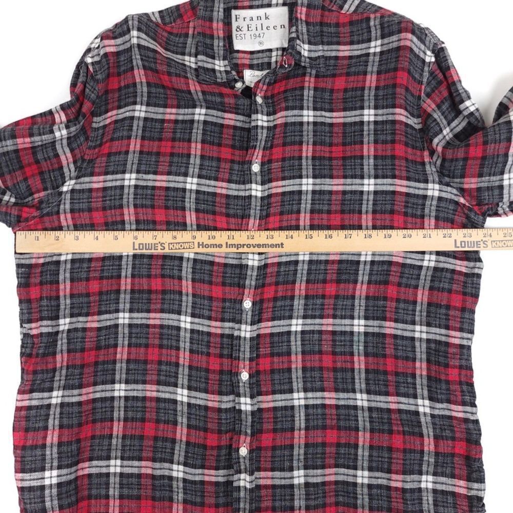 FRANK AND EILEEN 100% Linen Paul Oversized Button Down Shirt Red Gray Plaid XL - Picture 3 of 11